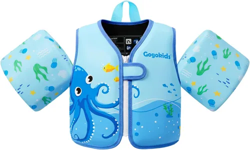 Miniatura 14 de Gogokids Chaleco de natación para bebé, flotadores para niños de 33-66 libras, chaqueta de natación para niños con alas de agua para niños de 2 3 4