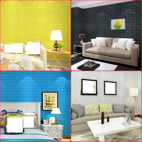 Miniatura 3 de Melairya Paneles de pared 3D para despegar y pegar, papel tapiz de ladrillo 3D de piedra sintética, autoadhesivo, para decoración de paredes Negro