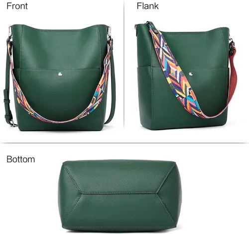Miniatura 2 de BROMEN Bolsa Hobo para mujer, diseñada con cuero vegano, de hombro, bandolera