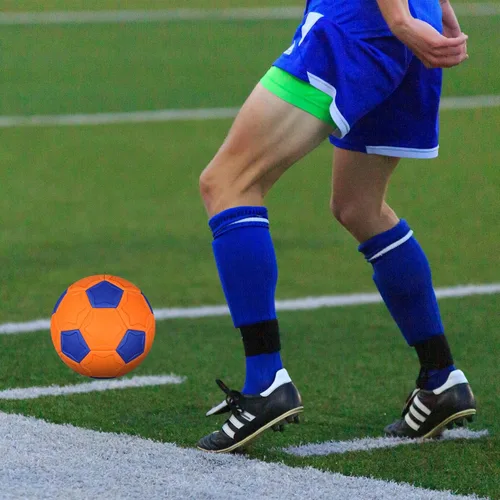 Miniatura 8 de Pelota de fútbol curva tamaño 4, pelotas suaves para desviar para exterior e interior, pelota de fútbol tamaño 4 para niños y niñas Naranja Azul