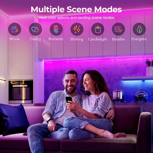 Miniatura 7 de LUXONIC Tira de luz LED de neón, tira de luz RGB impermeable de 16.4 pies con aplicación/control remoto, luces de cuerda flexible de 24 V, múltiples