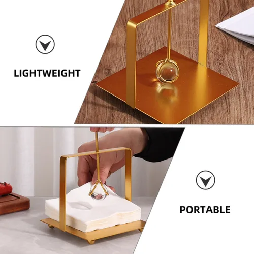 Miniatura 7 de Metal Napkin Stand Decorative Tissue Dispenser with Weight, Gold Square Desktop Napkin Holder for Restaurant, Bar, and Home Table Organizer