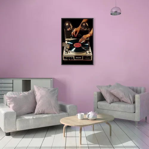 Miniatura 4 de Pósteres de lienzo de vinilo de música retro, tocadiscos de música de los años 70, arte de pared de disco con estampado estético de leopardo, Multi