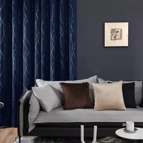 Miniatura 3 de Deconovo Cortinas blackout para dormitorio, 72 pulgadas de largo, para ventana, con ojales, oscurecimiento de habitación, líneas onduladas y puntos