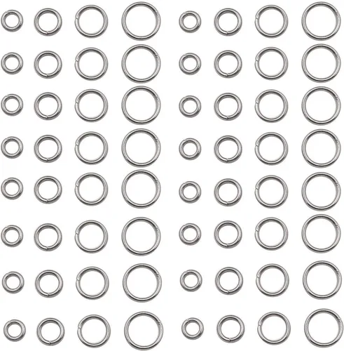 1200 anillos de acero inoxidable mixtos de 0.157 in, 0.197 in, 0.236 in, 0.276 in, anillos de salto para hacer joyas, collares, pulseras, aretes,