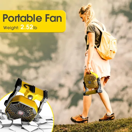 Miniatura 6 de JINLICTE Ventilador de Camping con Linterna LED, 20000 mAh, 9 Pulgadas, Ventilador Portátil Recargable con Batería con Velocidad Sin Escalones