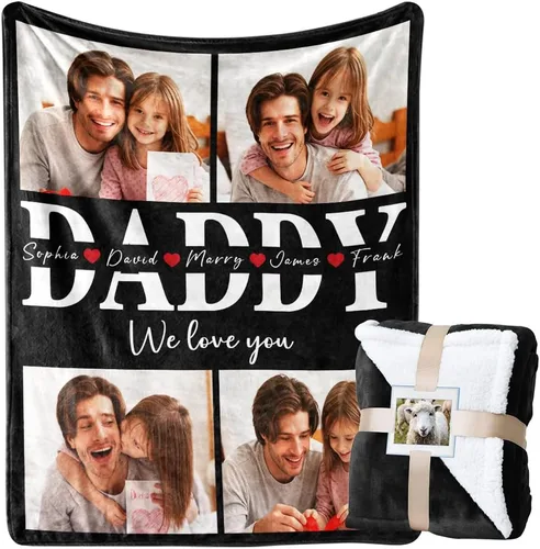 Miniatura 14 de Manta personalizada con imagen, manta de forro polar Sherpa personalizada, manta gruesa y cálida de felpa, personalizada para pareja, novia, novio