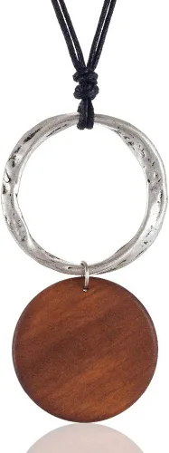 Collar largo para mujer con colgante de madera de color vintage de joyería de madera gargantilla collares, aleación, Marrón