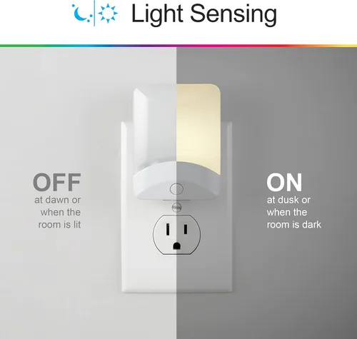 Miniatura 3 de GE 34693 - Luz de noche LED cambiante, modos de color blanco y vibrante, para enchufe, sensor de atardecer y amanecer, eficiencia energética