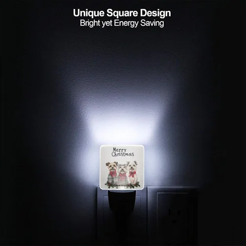 Miniatura 4 de Juego de 2 lámparas LED de noche enchufables para perros de Navidad, juego de 2 luces nocturnas de emergencia con sensor automático para dormitorio