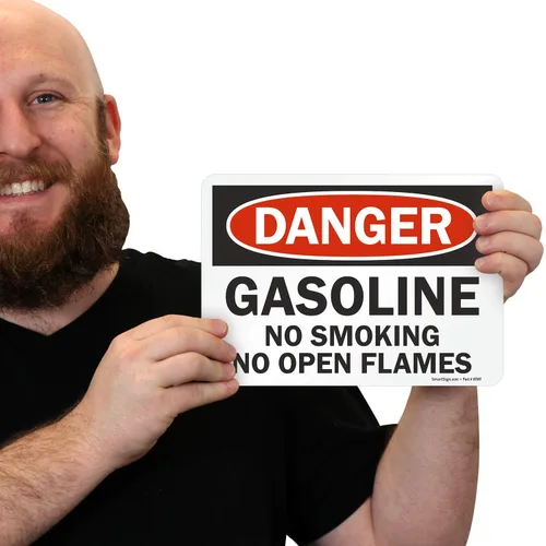 Miniatura 3 de SmartSign - U9-1240-ND_7x10 "Danger - Gasolina, No Smoking No Open Flames" Etiqueta Vinilo laminado de 7" x 10" Negro/Rojo sobre Blanco