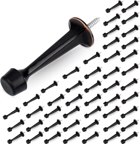 Miniatura 43 de HOMOTEK Paquete de 20 topes de puerta rígidos sólidos resistentes con punta de goma suave, tope de puerta fundido de zinc para proteger la pared