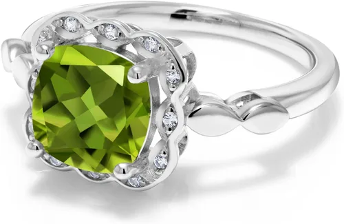 Miniatura 103 de Gem Stone King Anillo de compromiso de plata de ley 925 de 0.315 in con piedra natal y zafiro blanco creado Anillo de compromiso de boda