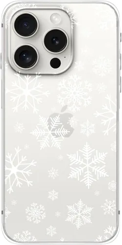Miniatura 3 de Blingy's Funda para iPhone 15 Pro, bonito patrón de Navidad con diseño de copos de nieve de invierno, funda protectora transparente de TPU suave