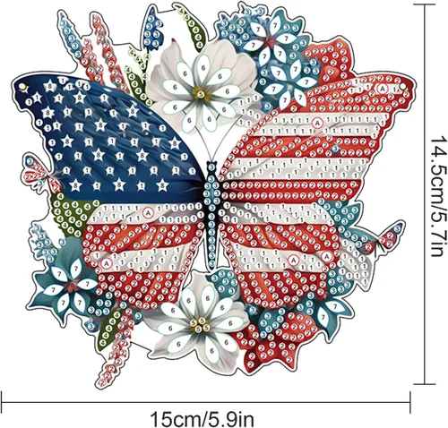 Miniatura 2 de AiYuanzsh Juego de colgante de pintura de diamante para el Día de la Independencia, con forma especial, puntos de diamante, adornos acrílicos