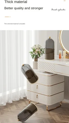 Miniatura 7 de Soporte giratorio para brochas de maquillaje con tapa transparente, organizador de brochas de maquillaje de 360° para todos los tamaños de pinceles