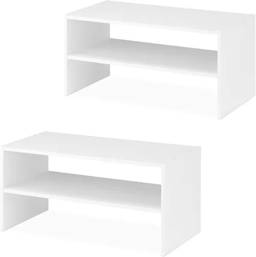Miniatura 13 de Whitmor - Estante para zapatos apilable de madera con 2 estantes, nogal, 61 centímetros, paquete de 2