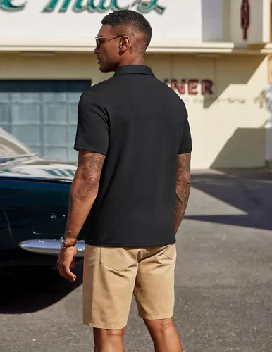 Miniatura 3 de COOFANDY Camisas polo de manga corta para hombre, estilo casual, de verano, cuello clásico, para golf