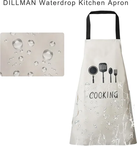 Miniatura 5 de DILLMAN Delantal de cocina para mujer con bolsillos para limpiar las manos, bolsillo grande, limpieza a mano, impermeable para cocinar y hornear
