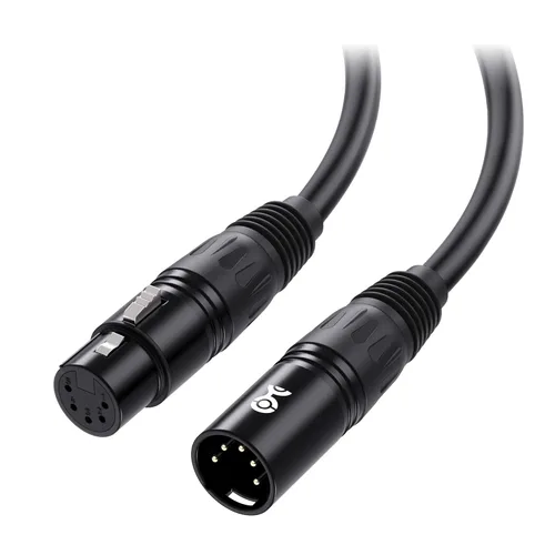 Cable Matters Cable DMX de 5 pines de 3 pies, 24 AWG con blindaje trenzado para iluminación y equipos de escenario, impedancia nominal de 110 Ω