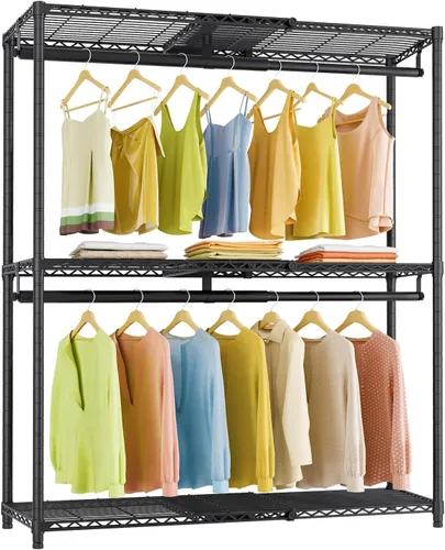 Miniatura 11 de VIPEK X1 - Perchero de ropa expandible resistente, ajustable de 2' a 3'5", con estantes ajustables y varillas para colgar, perchero de metal
