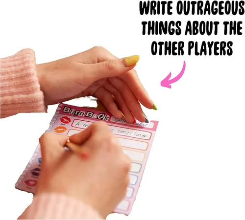 Miniatura 5 de Mean Girls Burn Book - Juego de cartas para fiesta, juego de mesa familiar basado en la película de comedia, para adultos y adolescentes a partir