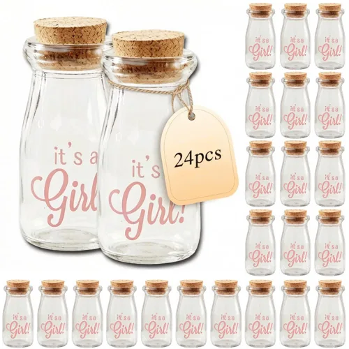 Miniatura 11 de Kate Aspen Botella de leche vintage impresa de 3.8 onzas - It's a Girl! (juego de 12) gráficos actualizados, It's A Girl Pink 2 (27196NA-GIRL)