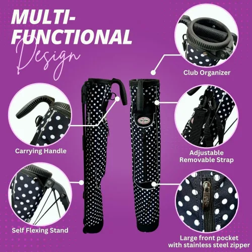 Miniatura 4 de Taboo Fashion Sunday Golf Bags for Women - Lightweight Golf Range Bag with Self Flexing Stand and Shoulder Strap for Driving Range, Par 3 or