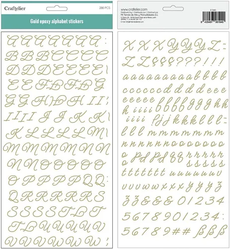 Miniatura 8 de Craftelier - Pegatinas Hinchables de Alfabeto en Mayúsculas y Minúsculas, Números y Caracteres Especiales Incluye 203 Piezas - Tamaño Letra