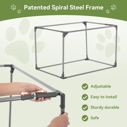 Miniatura 3 de PETSFIT Jaula para perros suave y portátil de 40 pulgadas, marco resistente en espiral, plegable, para perros grandes, 3 puertas de malla, Verde