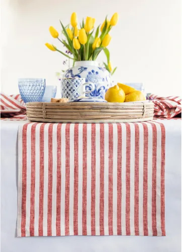 Miniatura 11 de Solino Home Camino de mesa de lino de 36 pulgadas – Amalfi Stripe 100% lino puro, camino de mesa azul marino y blanco, 14 x 36 pulgadas, ideal
