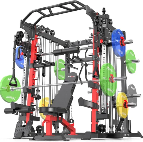 Miniatura 42 de Rack Multiusos para Sentadillas, Conjunto de Rack de Pesas Smith Machine con Sistema de Crossover de Cables, Racks de Potencia para Gimnasio en L04