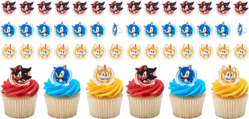 Miniatura 13 de DecoSet Sonic The Hedgehog - Juego de decoración de 3 piezas con cola y nudillos para tartas, anillos y figura de acción de Sonic rodante