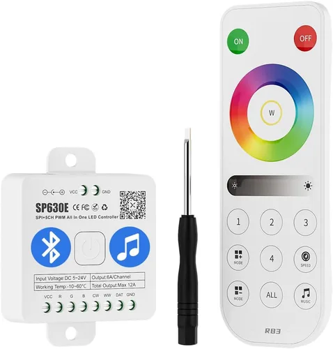 Miniatura 8 de BTF-LIGHTING RB3 2.4G Mando a distancia inalámbrico táctil RF para tira de luces LED RGB RGBW de persecución SPI, control de 4 zonas compatible