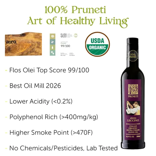 Miniatura 4 de Pruneti Leccino Aceite de oliva virgen extra orgánico de Toscana - Aceite de oliva italiano ganador del premio Oro 2026 de Italia - 400+ mg/kg