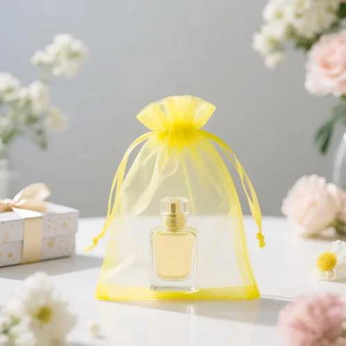 Miniatura 6 de G2PLUS 25 bolsas de organza amarillas de 5 x 7 pulgadas - Bolsas de malla transparente para joyería, bolsas de regalo de organza con cordón