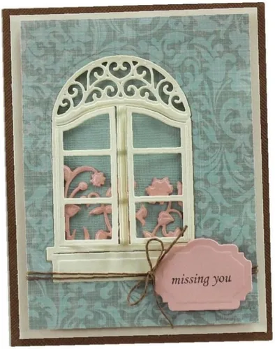 Miniatura 4 de Marco de ventana de corte de metal troquelado castillo plantillas de bricolaje para álbumes de recortes, tarjetas de papel en relieve, álbum