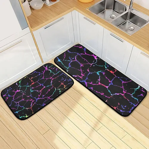 Miniatura 14 de Alfombras de cocina con girasoles para cocina, 2 piezas de búfalo a cuadros, girasol, antifatiga, alfombra antideslizante para piso, alfombra