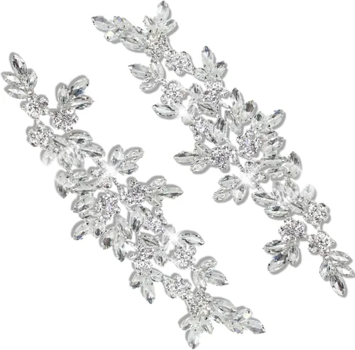 Miniatura 13 de PEARLY JUN Parches de apliques de cristal con diamantes de imitación para bricolaje, con cuentas, ropa de costura para cinturón de boda, vestidos