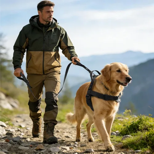 Miniatura 7 de Annchwool Arnés para perro sin tirones con clip frontal y asa de fácil control, arnés ajustable para el vientre y el pecho y correa para perros