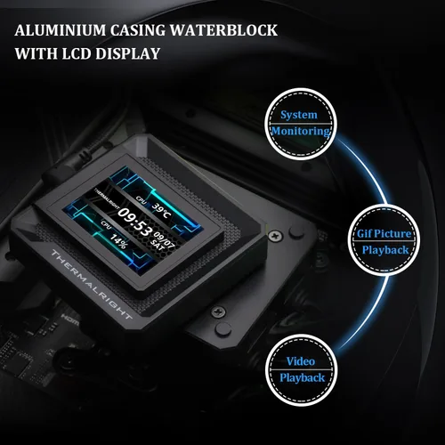 Miniatura 4 de Thermalright FW SE 120 ARGB Refrigeración por agua de CPU negra, 4.724 in Aio, con ventilador ARGB de 2000 RPM, pantalla de visualización de 2