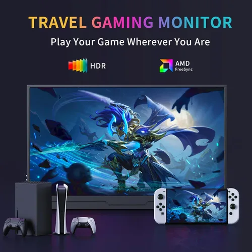 Miniatura 4 de MAGICRAVEN Monitor portátil, extensor de pantalla USB-C y HDMI, segunda pantalla para consola con altavoces integrados, funciona con PS5, Xbox