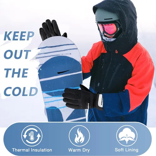 Miniatura 6 de Zando Guantes de esquí, guantes de invierno, guantes de nieve para clima frío, guantes de snowboard, guantes térmicos impermeables para pantalla