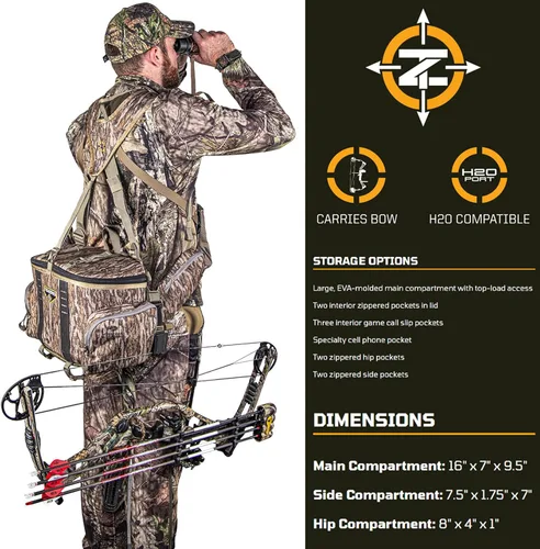 Miniatura 4 de TENZING Paquete lumbar unisex para adultos, Mossy Oak Bottomland Paquete de caza ajustable duradero compatible con H2O con 5 compartimentos, 5
