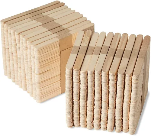 hand2mind Juego de palos de madera natural para manualidades, palitos de paletas para manualidades, suministros de arte para aula, palos de arte,