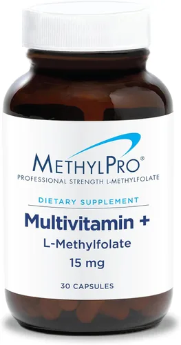 MethylPro Multivitamínico + L-metilfolato de 15 mg – Apoya una mentalidad saludable – Vitaminas A, C, D3, E y más – Folato activo para apoyo a la