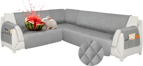 Miniatura 54 de Fundas para sofá modular, impermeables, 6 piezas, fundas de sofá en forma de L, lavables, antideslizantes, fundas para sofá seccional, suaves