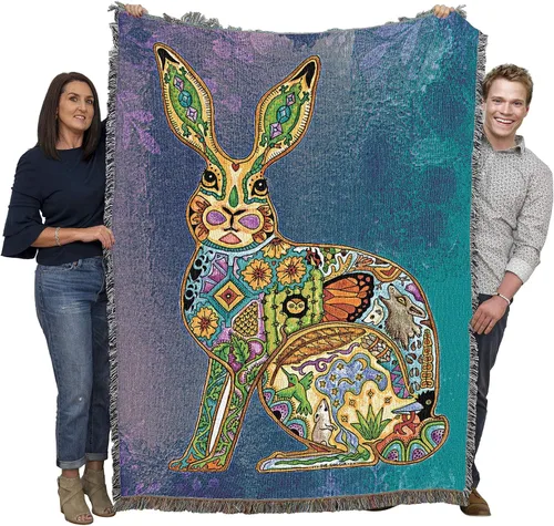 Miniatura 28 de Pure Country Weavers Sue Coccia - Manta de ovejas de cuerno grande, tótem de espíritus animales, manta de regalo tejida de algodón, fabricada