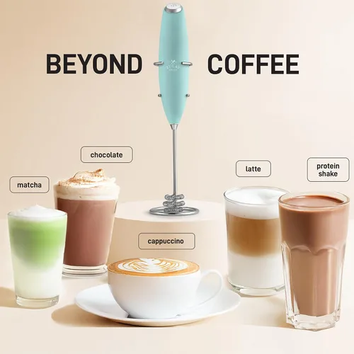 Miniatura 522 de Zulay Milk Boss Espumador de leche potente manual, hace espuma para latte, batidor para mezclar bebidas, café, miniespumador para capuchino, frappé