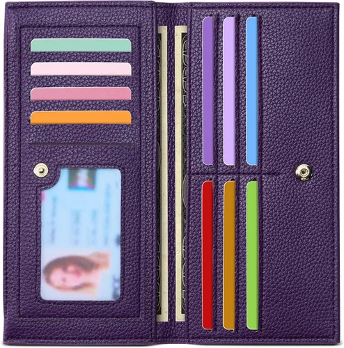 Miniatura 18 de Tipmile Cartera ultra delgada para mujer, cartera de cuero plegable para mujer, cartera RFID, cartera de bloqueo RFID para tarjetas de crédito